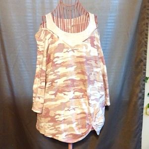 Pink army fatigue blouse